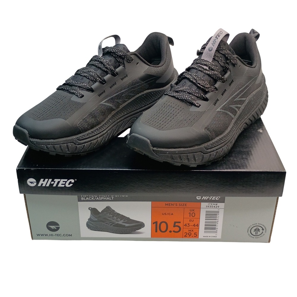 Hi-Tec CH80450M-BV Trail Shoe Men Size 10.5 Black Asphalt Mesh Sneaker